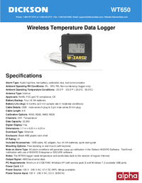 Thumbnail of document Data Sheet - WT6 Ethernet Temperature Data Logger